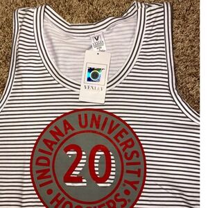 Venley Indiana University Hoosiers Gray Stripe Tank Top Women's Small NWT casual
